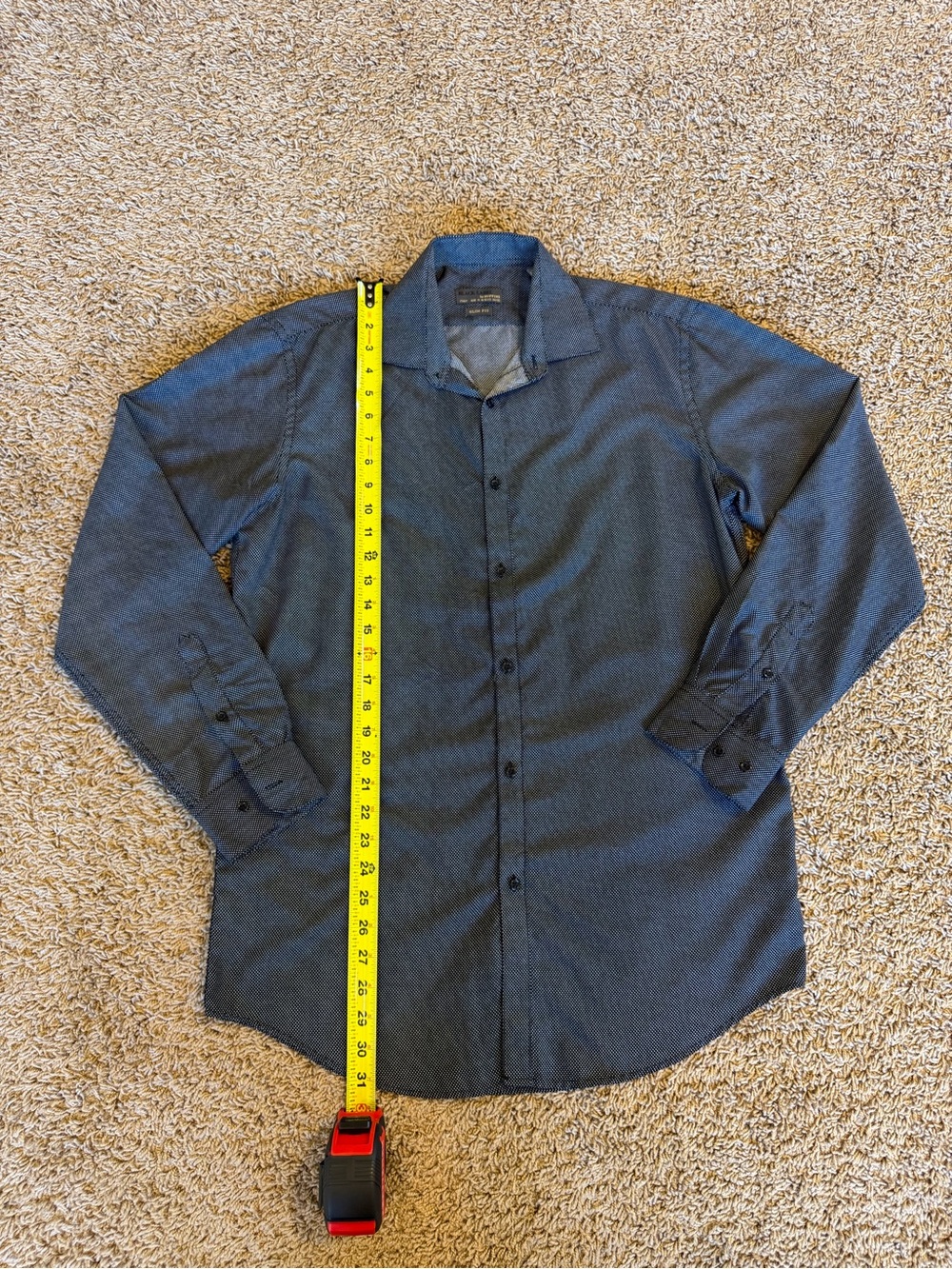 Men's Long-Sleeve Dress Shirt in Dark Blue by Van Heusen